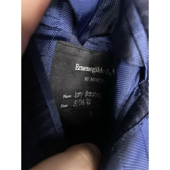 Ermenegildo Zegna Su Misura‎ Mens Sport Coat Navy Blue Stripes 46R Wool Silk